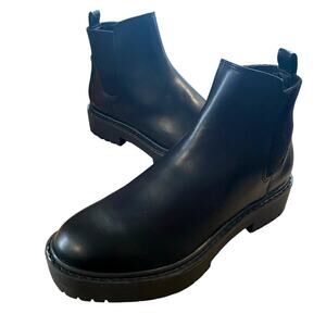 Time & Tru Chelsea Ankle Booties Womens 6 Black Faux Leather Y2K  Zip Up Sides